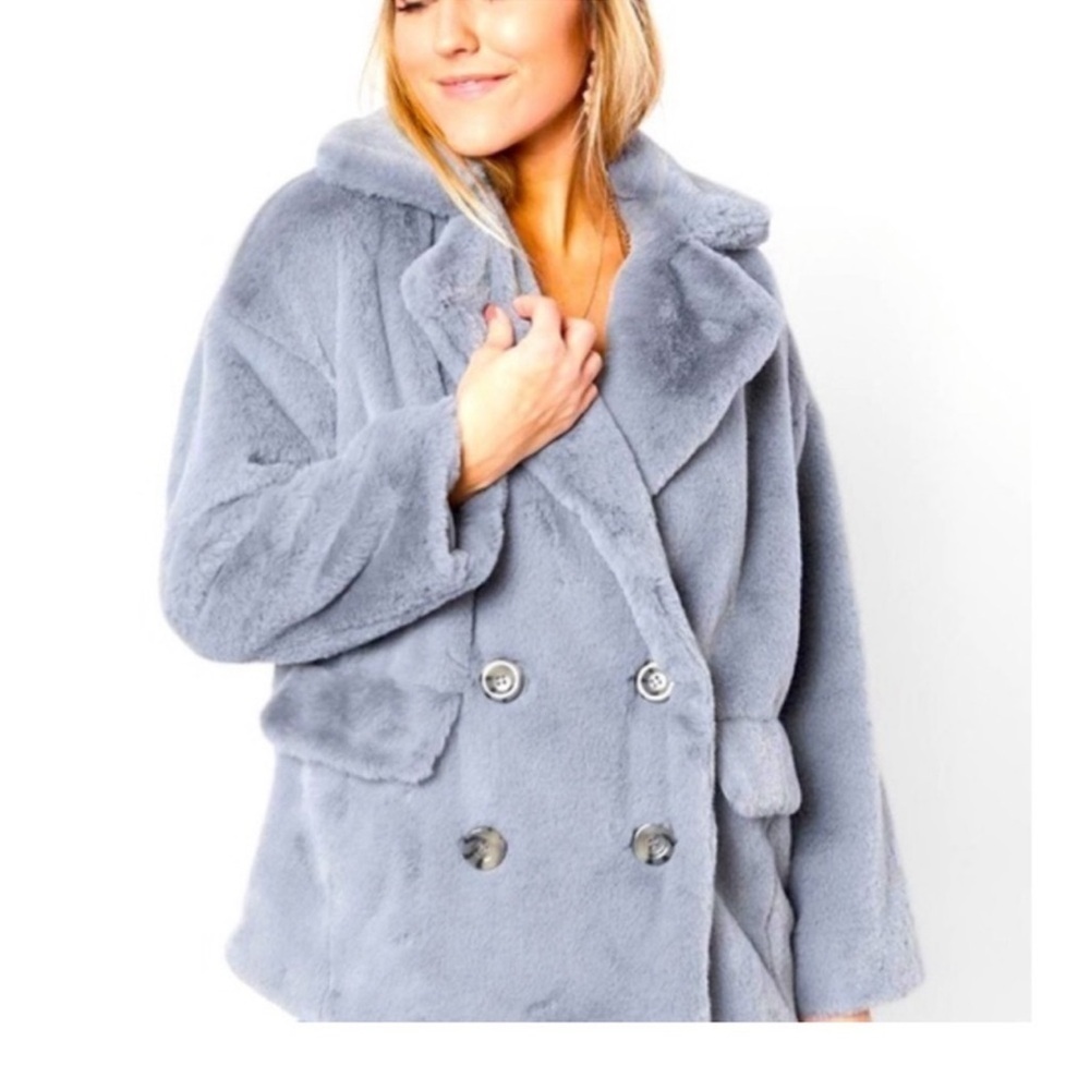 Free People Kate Faux Fur Coat Jacket Mob
Wife Cream Gray Oversized Medium - Picture 5 of 11